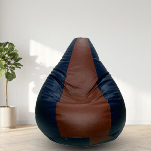 GUNJ 2XL Tear Drop Bean Bag Cover (Without Beans) (Brown, Navy)