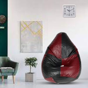 GUNJ XXXL Black & Maroon Tear Drop Bean Bag Cover (Without Beans)