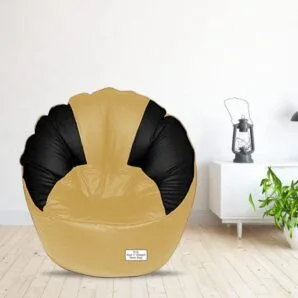 GUNJ Jumbo Sofa Mudhha Bean Bag Cover Without Beans (Cream & Black)