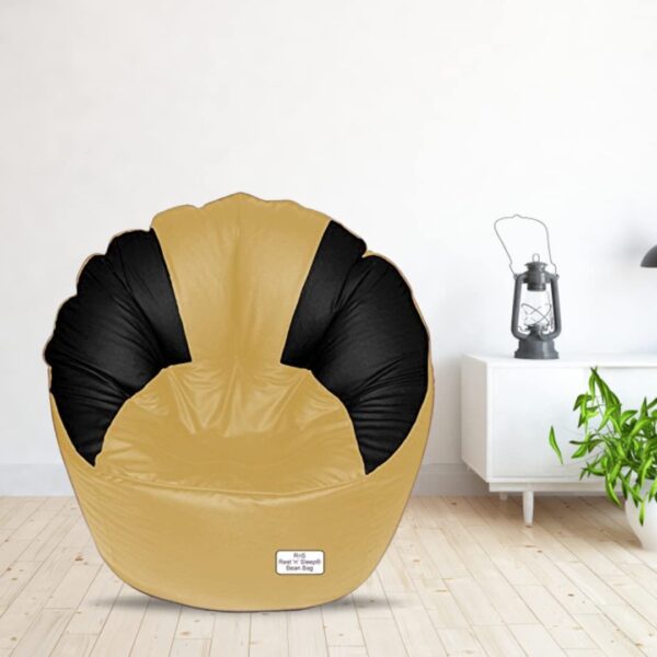 GUNJ Jumbo Sofa Mudhha Bean Bag Cover Without Beans (Cream & Black)