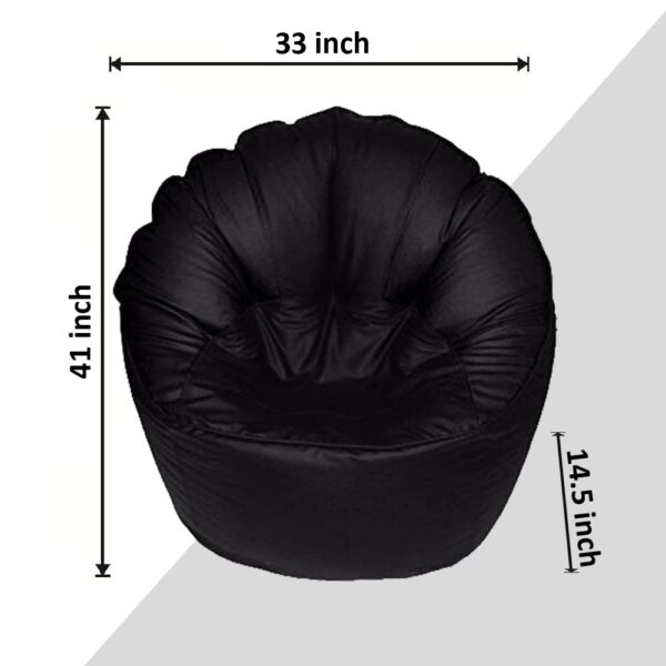 GUNJ Jumbo Sofa Mudhha Bean Bag Cover Without Beans (Black) - Image 2