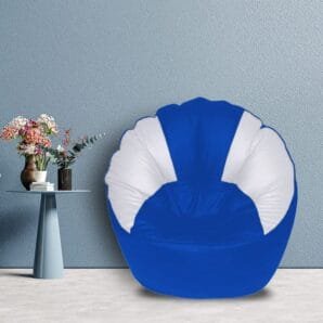 GUNJ Jumbo Sofa Mudhha Bean Bag Cover Without Beans (Blue & White)