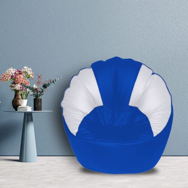 GUNJ Jumbo Sofa Mudhha Bean Bag Cover Without Beans (Blue & White)