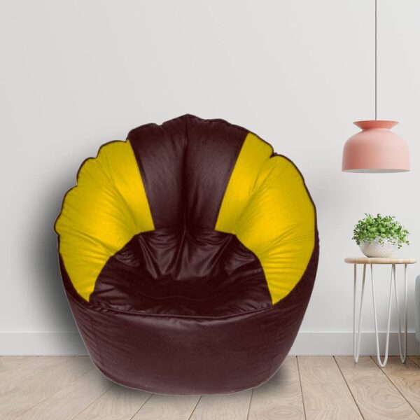 GUNJ Jumbo Sofa Mudhha Bean Bag Cover Without Beans (Brown & Yellow)
