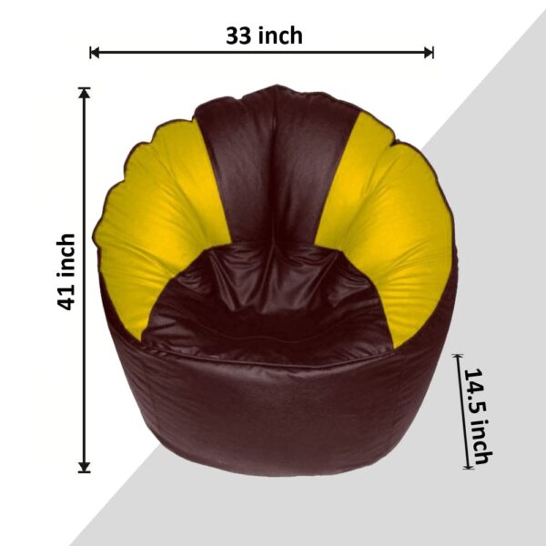 GUNJ Jumbo Sofa Mudhha Bean Bag Cover Without Beans (Brown & Yellow) - Image 2