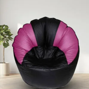 GUNJ Jumbo Sofa Mudhha Bean Bag Cover Without Beans ( Black & Pink)