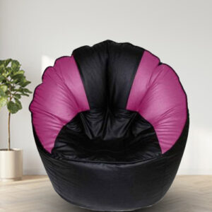 GUNJ Jumbo Sofa Mudhha Bean Bag Cover Without Beans ( Black & Pink)