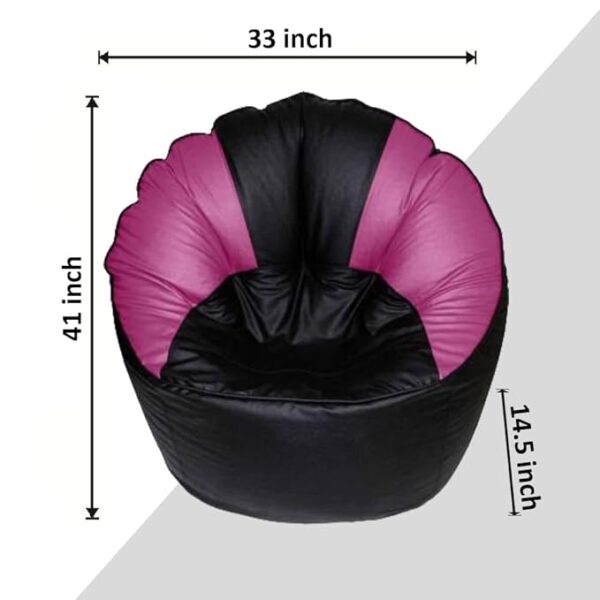 GUNJ Jumbo Sofa Mudhha Bean Bag Cover Without Beans ( Black & Pink) - Image 2