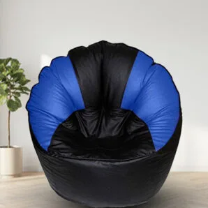 GUNJ Jumbo Sofa Mudhha Bean Bag Cover Without Beans ( Black & Blue)