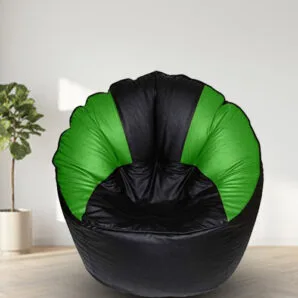 GUNJ Jumbo Sofa Mudhha Bean Bag Cover Without Beans ( Black & Green)