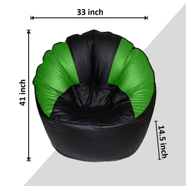GUNJ Jumbo Sofa Mudhha Bean Bag Cover Without Beans ( Black & Green) - Image 2