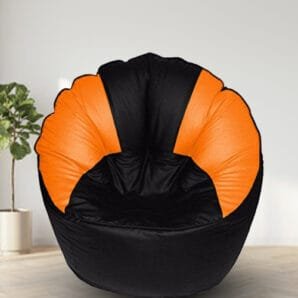 GUNJ Jumbo Sofa Mudhha Bean Bag Cover Without Beans ( Black & Orange)