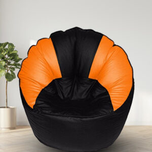 GUNJ Jumbo Sofa Mudhha Bean Bag Cover Without Beans ( Black & Orange)