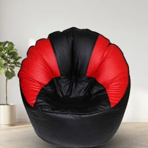 GUNJ Jumbo Sofa Mudhha Bean Bag Cover Without Beans ( Black & Red)