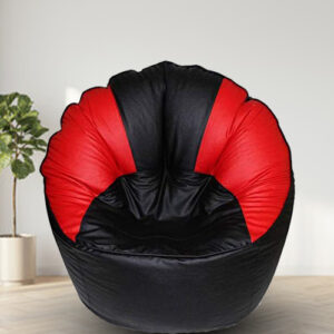 GUNJ Jumbo Sofa Mudhha Bean Bag Cover Without Beans ( Black & Red)