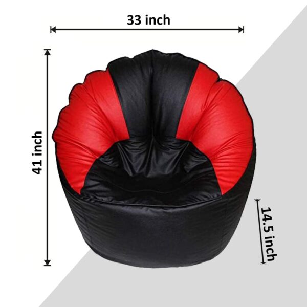 GUNJ Jumbo Sofa Mudhha Bean Bag Cover Without Beans ( Black & Red) - Image 2