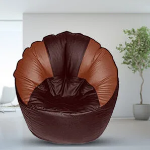 GUNJ Jumbo Sofa Mudhha Bean Bag Cover Without Beans (Brown & Tan)
