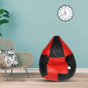 GUNJ XXXL Black & Red Tear Drop Bean Bag Cover (Without Beans)