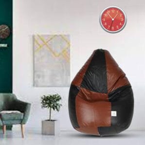 GUNJ XXXL Black & Tan Tear Drop Bean Bag Cover (Without Beans)