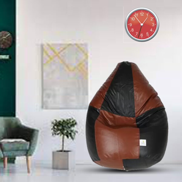 GUNJ XL Black & Tan Tear Drop Bean Bag Cover (Without Beans)
