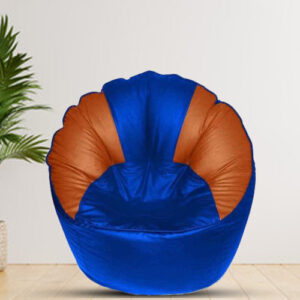 GUNJ Jumbo Sofa Mudhha Bean Bag Cover Without Beans (Blue & Tan)
