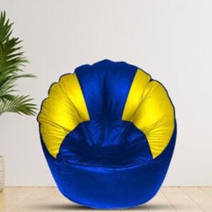 GUNJ Jumbo Sofa Mudhha Bean Bag Cover Without Beans (Blue & Yellow)