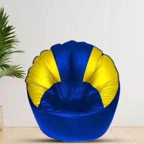 GUNJ Jumbo Sofa Mudhha Bean Bag Cover Without Beans (Blue & Yellow)