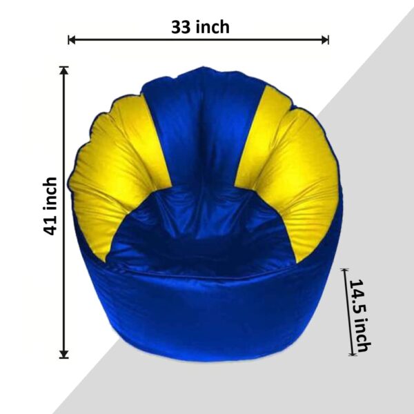 GUNJ Jumbo Sofa Mudhha Bean Bag Cover Without Beans (Blue & Yellow) - Image 2