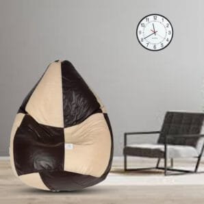 GUNJ XXXL Brown & CreamTear Drop Bean Bag Cover (Without Beans)