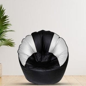 GUNJ Jumbo Sofa Mudhha Bean Bag Cover Without Beans (Black & White)