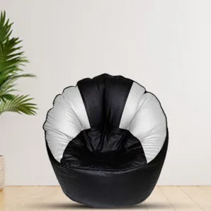 GUNJ Jumbo Sofa Mudhha Bean Bag Cover Without Beans (Black & White)