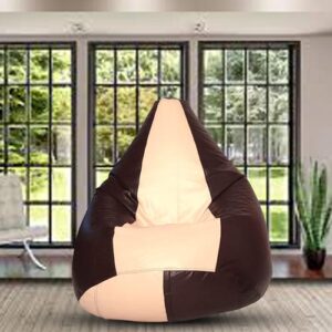 GUNJ 2XL Tear Drop Bean Bag Cover (Without Beans) (Brown, Cream)