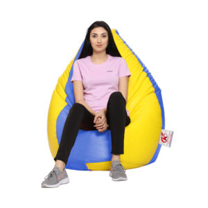 GUNJ 2XL Tear Drop Bean Bag Cover (Without Beans) (Yellow, Blue)