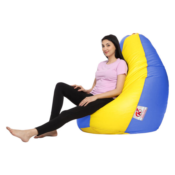 GUNJ XL Tear Drop Bean Bag Cover (Without Beans) (Yellow, Blue) - Image 2