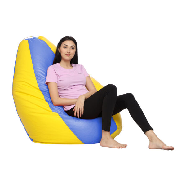 GUNJ XL Tear Drop Bean Bag Cover (Without Beans) (Yellow, Blue) - Image 3