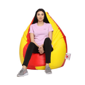 GUNJ 2XL Tear Drop Bean Bag Cover (Without Beans) (Yellow, Red)