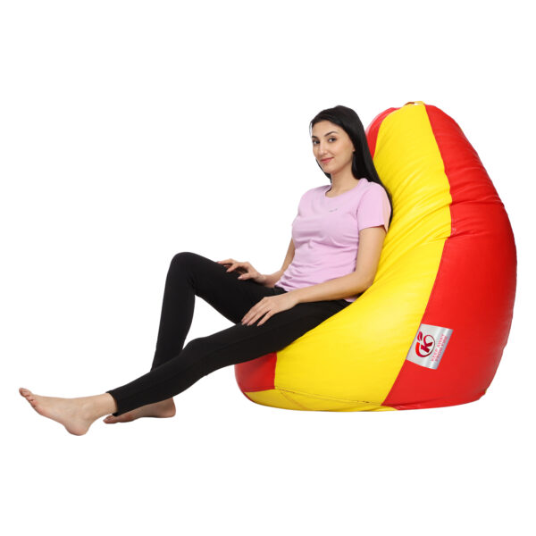 GUNJ XL Tear Drop Bean Bag Cover (Without Beans) (Yellow, Red) - Image 3