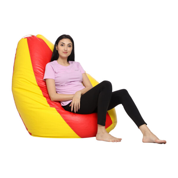 GUNJ XL Tear Drop Bean Bag Cover (Without Beans) (Yellow, Red) - Image 2
