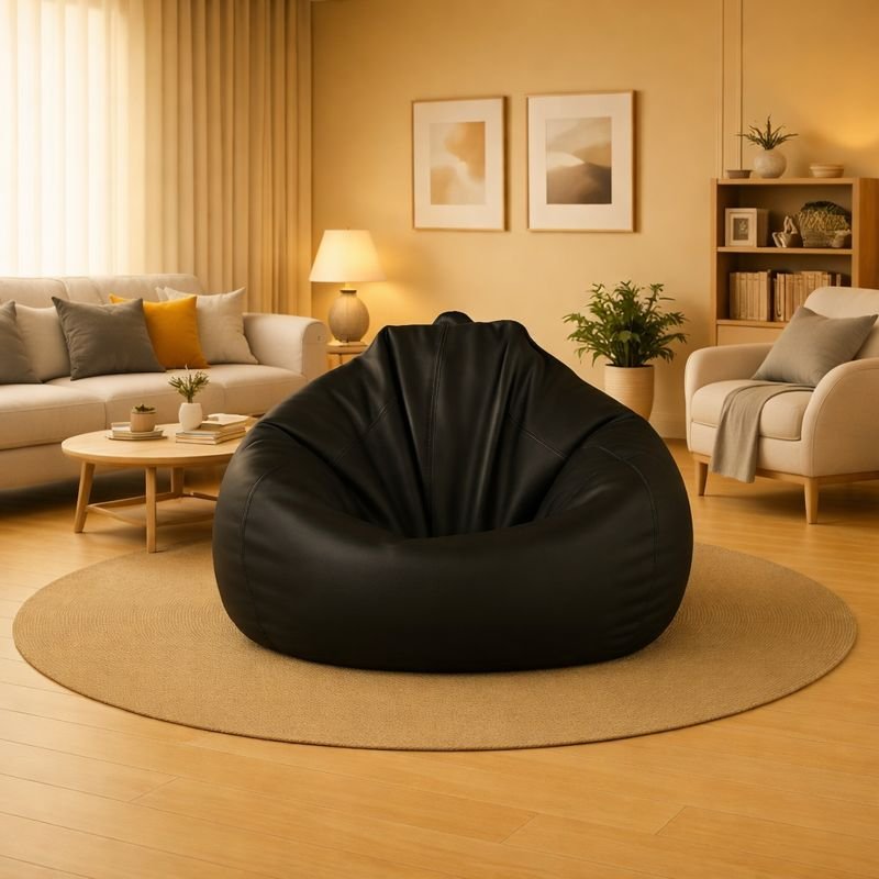 GUNJ XL Black & PurpleTear Drop Bean Bag Cover (Without Beans)