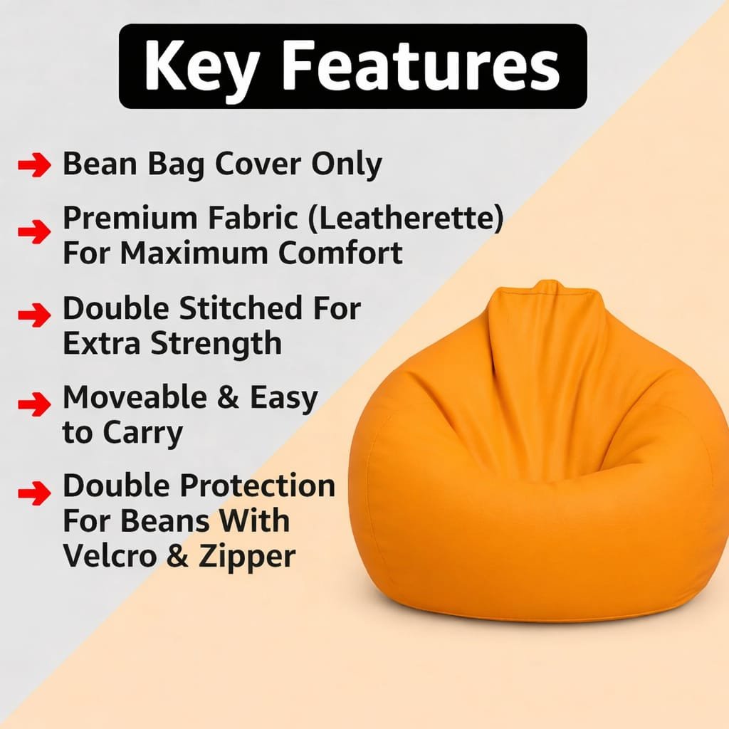 Orange Kids Bean Bag XL Cover | Cover Only Without Beans | BeanKarts - Image 4