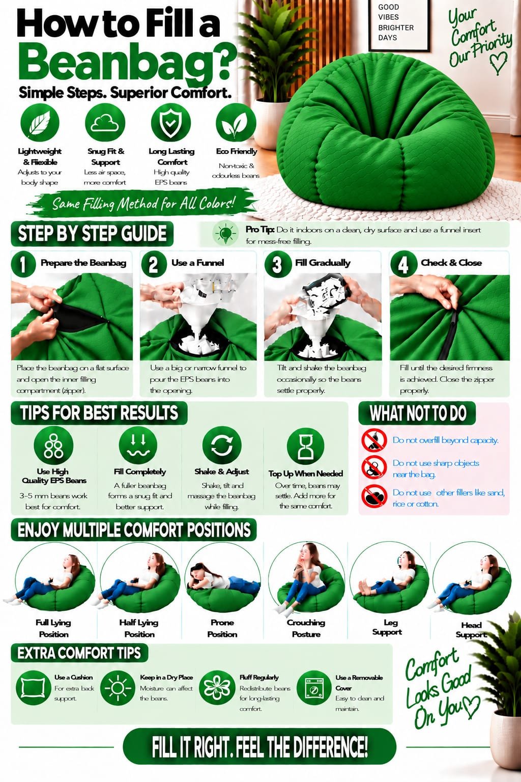 Green Teardrop Bean Bag Cover 2XL | Premium Bean Bag Cover | BeanKarts - Image 6