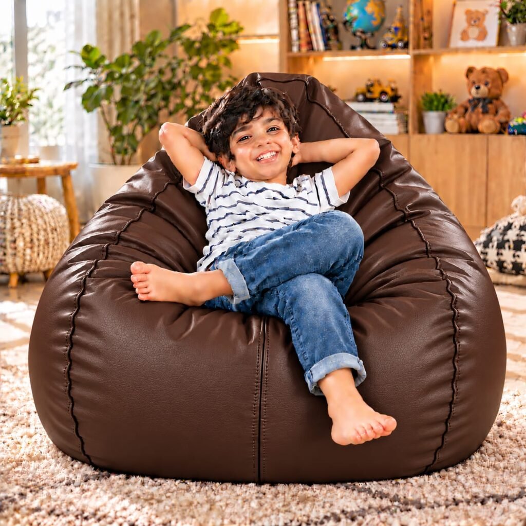 Teardrop Bean Bag Cover for Kids – Brown, XL Size