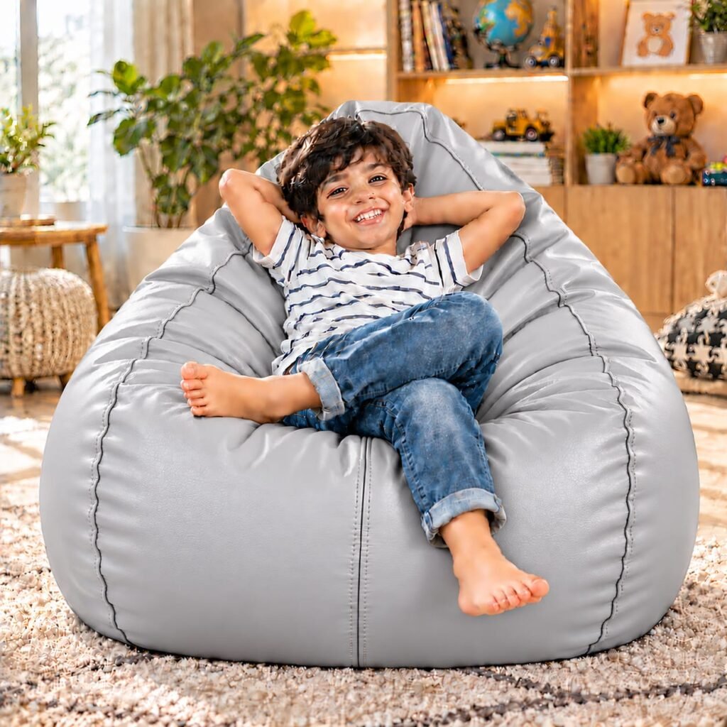 Teardrop Bean Bag Cover for Kids – Grey, XL Size