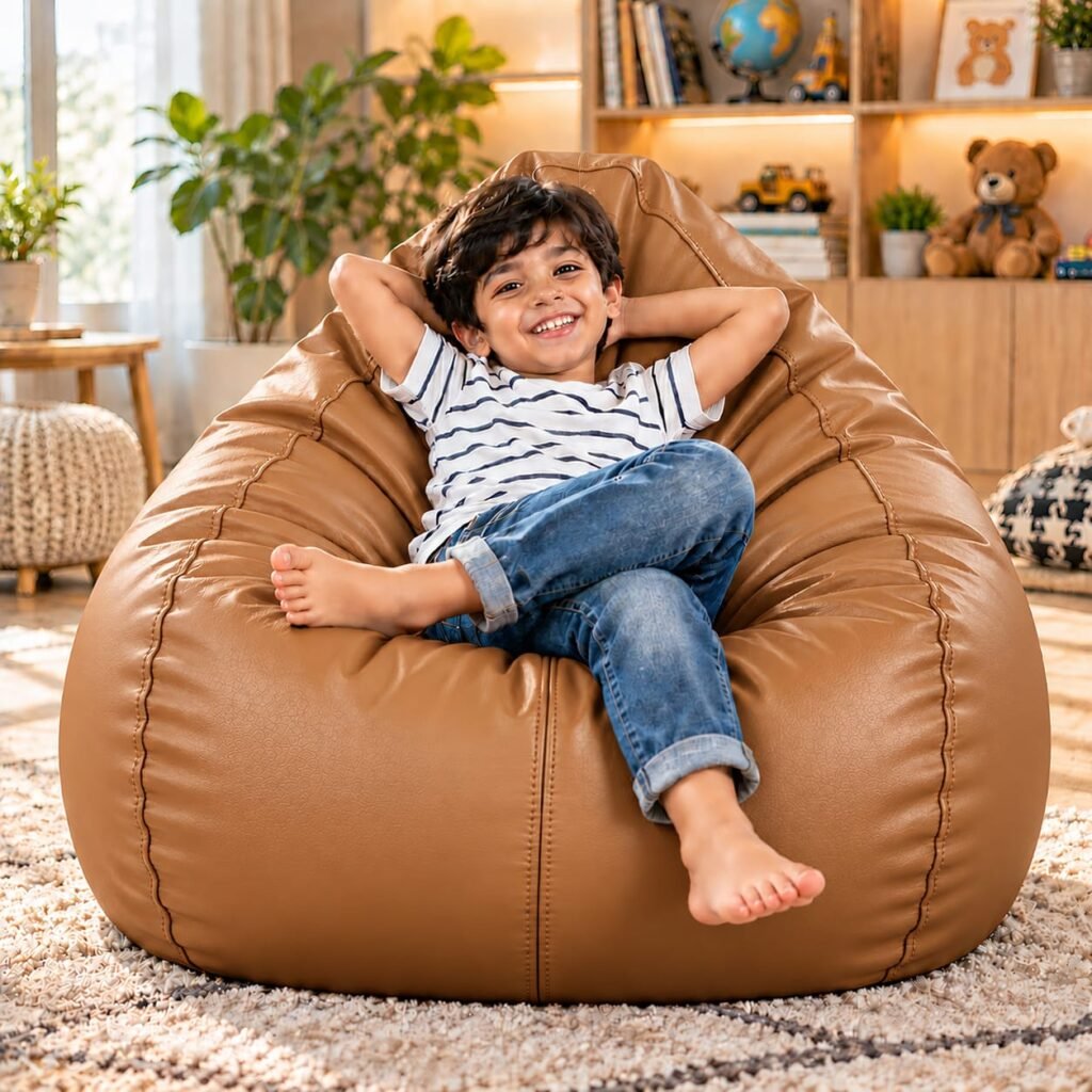 Teardrop Bean Bag Cover for Kids – Tan, XL Size