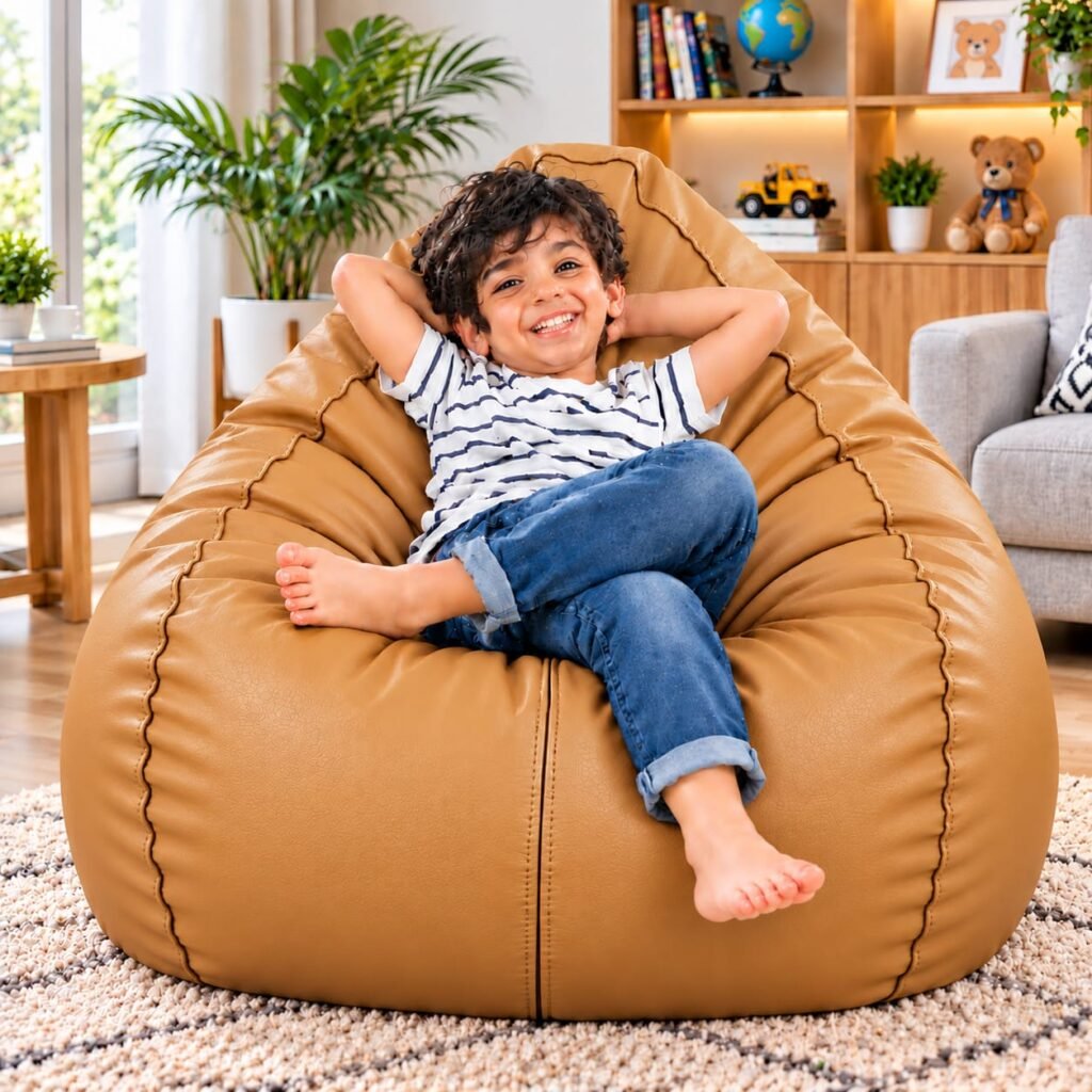 Teardrop Bean Bag Cover for Kids – Camel, XL Size
