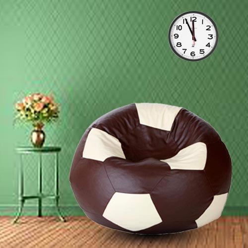 Premium Football Bean Bag Cover – Brown & Cream | XL, 2XL & 3XL - Image 3