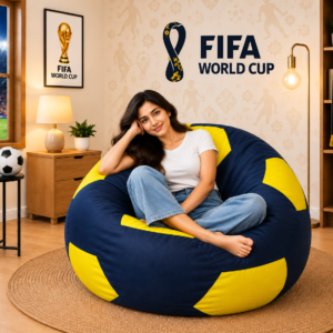 Premium Football Bean Bag Cover – Navy & Yellow | XL, 2XL & 3XL