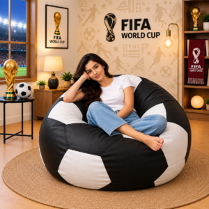 Premium Football Bean Bag Cover – Black & White | XL, 2XL & 3XL