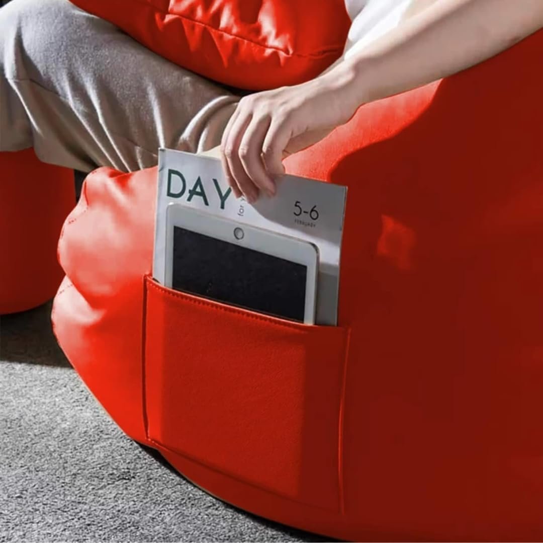 Premium Red Bean Bag Cover 3 Piece Set – Cover, Stool & Cushion | 2XL, 3XL & 4XL - Image 3