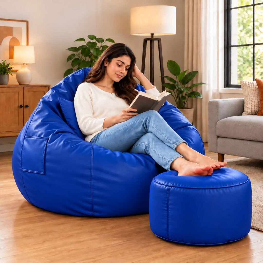 Premium Royal Blue Bean Bag Cover 3 Piece Set – Cover, Stool & Cushion | 2XL, 3XL & 4XL